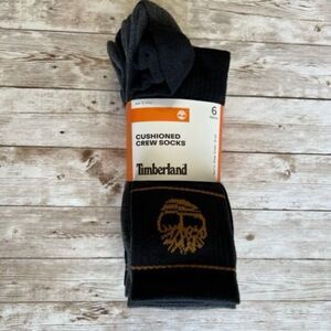 TIMBERLAND Cushioned Crew Socks 6 Pairs Reinforced Heel & Toe Comfort Cuff NWT